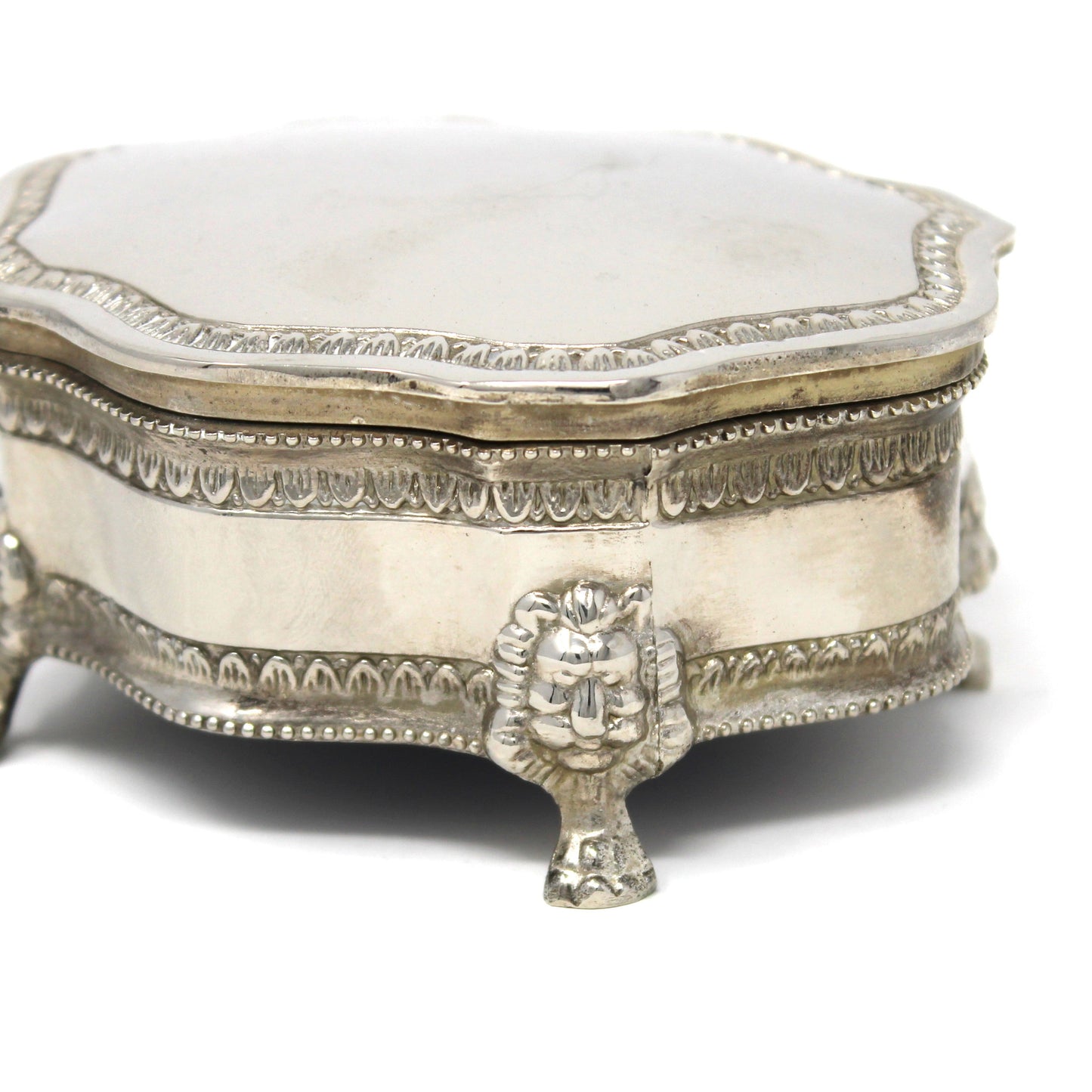 Trinket Box, Jewelry Casket, Silverplate, Lion’s Head Footed, Ornate Victorian Style, Vintage, SOLD