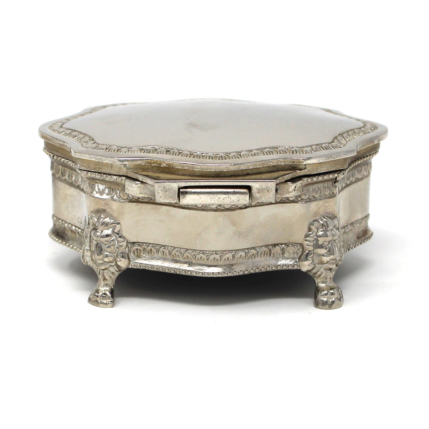 Trinket Box, Jewelry Casket, Silverplate, Lion’s Head Footed, Ornate Victorian Style, Vintage, SOLD