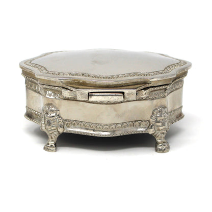 Trinket Box, Jewelry Casket, Silverplate, Lion’s Head Footed, Ornate Victorian Style, Vintage, SOLD