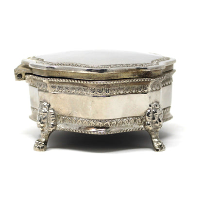 Trinket Box, Jewelry Casket, Silverplate, Lion’s Head Footed, Ornate Victorian Style, Vintage, SOLD