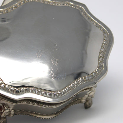 Trinket Box, Jewelry Casket, Silverplate, Lion’s Head Footed, Ornate Victorian Style, Vintage, SOLD