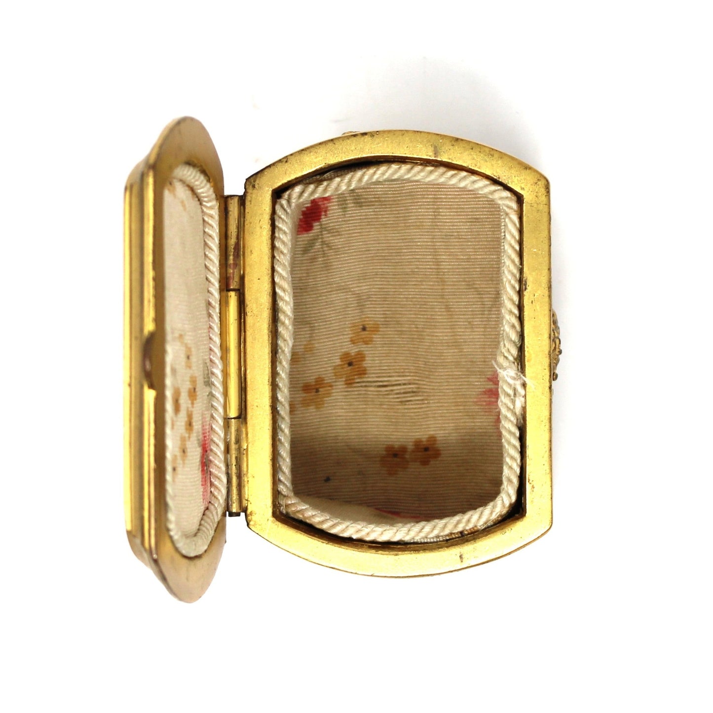 Trinket Box, Jewelry Casket, Weidlich Bros WB, Gilt Ornate Colonial Scenes, Silk Lined, Antique