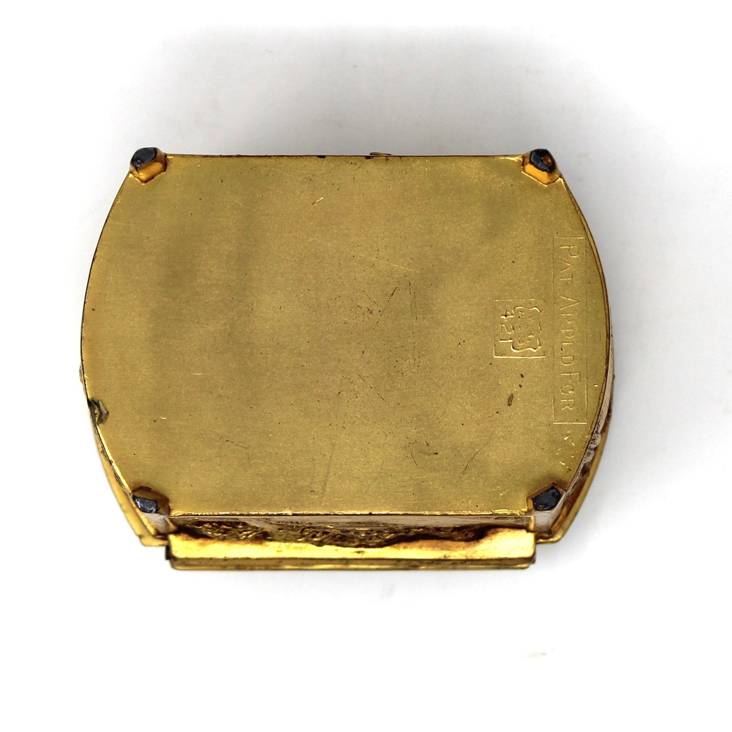 Trinket Box, Jewelry Casket, Weidlich Bros WB, Gilt Ornate Colonial Scenes, Silk Lined, Antique