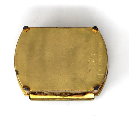 Trinket Box, Jewelry Casket, Weidlich Bros WB, Gilt Ornate Colonial Scenes, Silk Lined, Antique