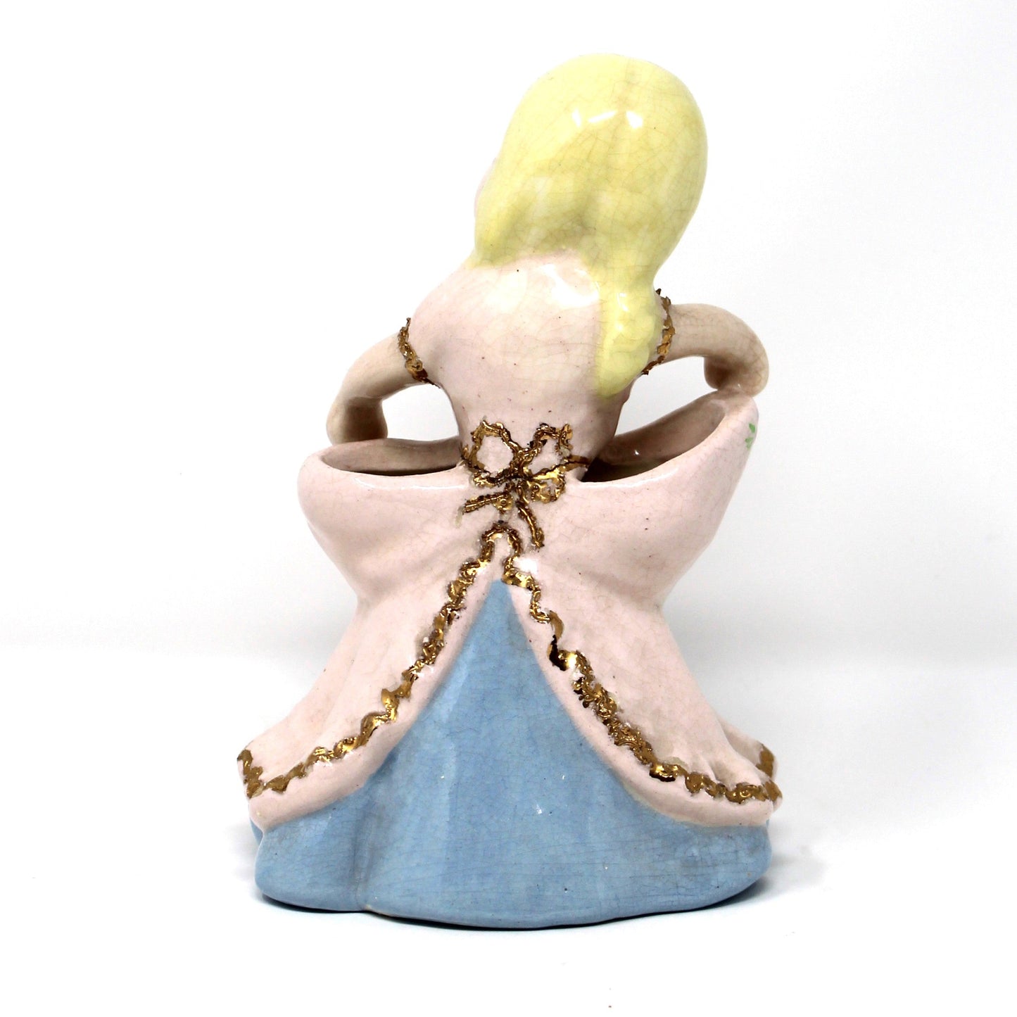 Planter / Vase, DeLee Art Co, Dancing Apron Girl with Braids, Hand Painted California Pottery, Vintage, 1940's