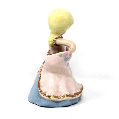 Planter / Vase, DeLee Art Co, Dancing Apron Girl with Braids, Hand Painted California Pottery, Vintage, 1940's