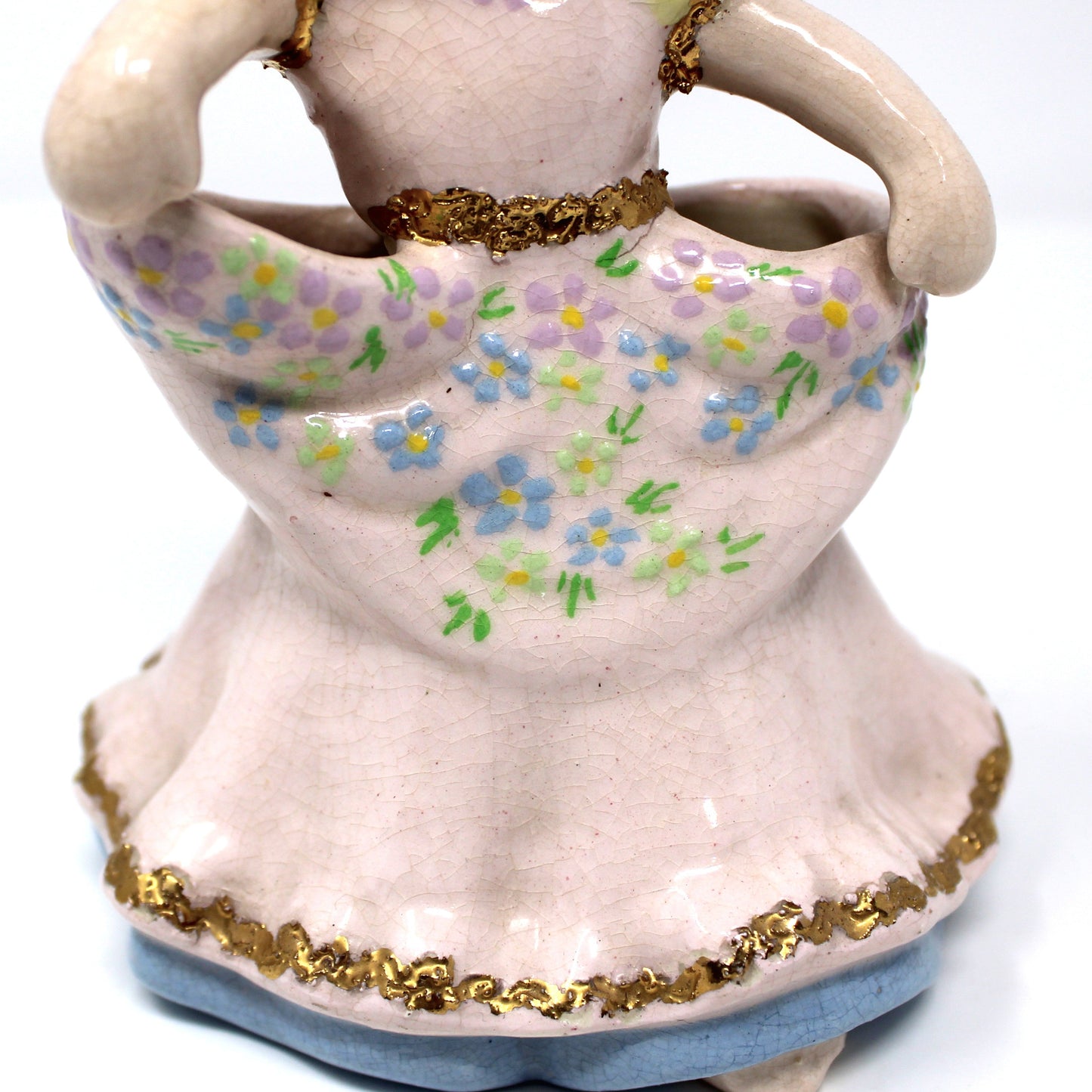 Planter / Vase, DeLee Art Co, Dancing Apron Girl with Braids, Hand Painted California Pottery, Vintage, 1940's