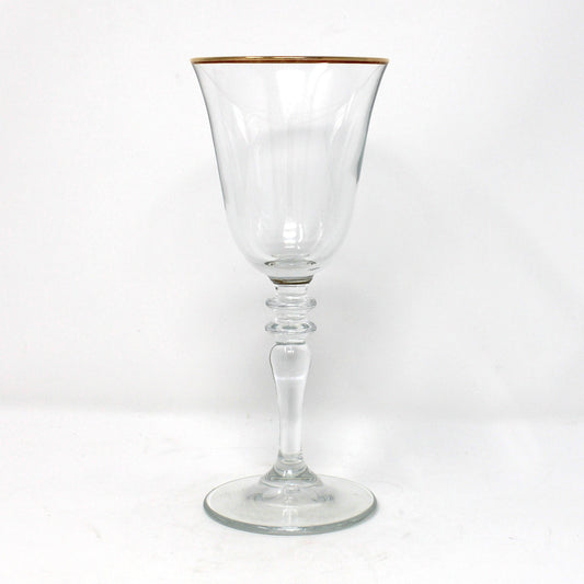 Wine Glasses, Pasabahce, Tiered Stem, Gold Rims, Set of 4, Vintage