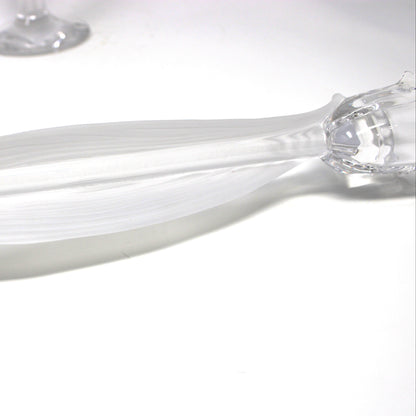 Candle Holders, Mikasa, Spring Aria Pattern, Tulip Shaped Frosted Crystal, Set of 2 Taper 12" Candlesticks, Vintage