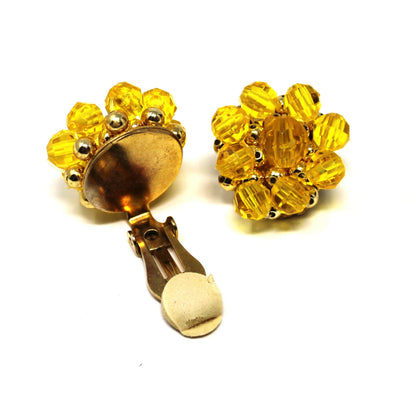 Necklace & Earrings Set, Herguz, Yellow Beaded Torsade with Cluster Floral Design Earrings, Clip, Vintage