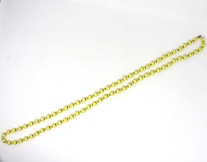 Necklace, Yellow Beads, Extra Long Necklace with Filigree Spacers, Retro, Vintage