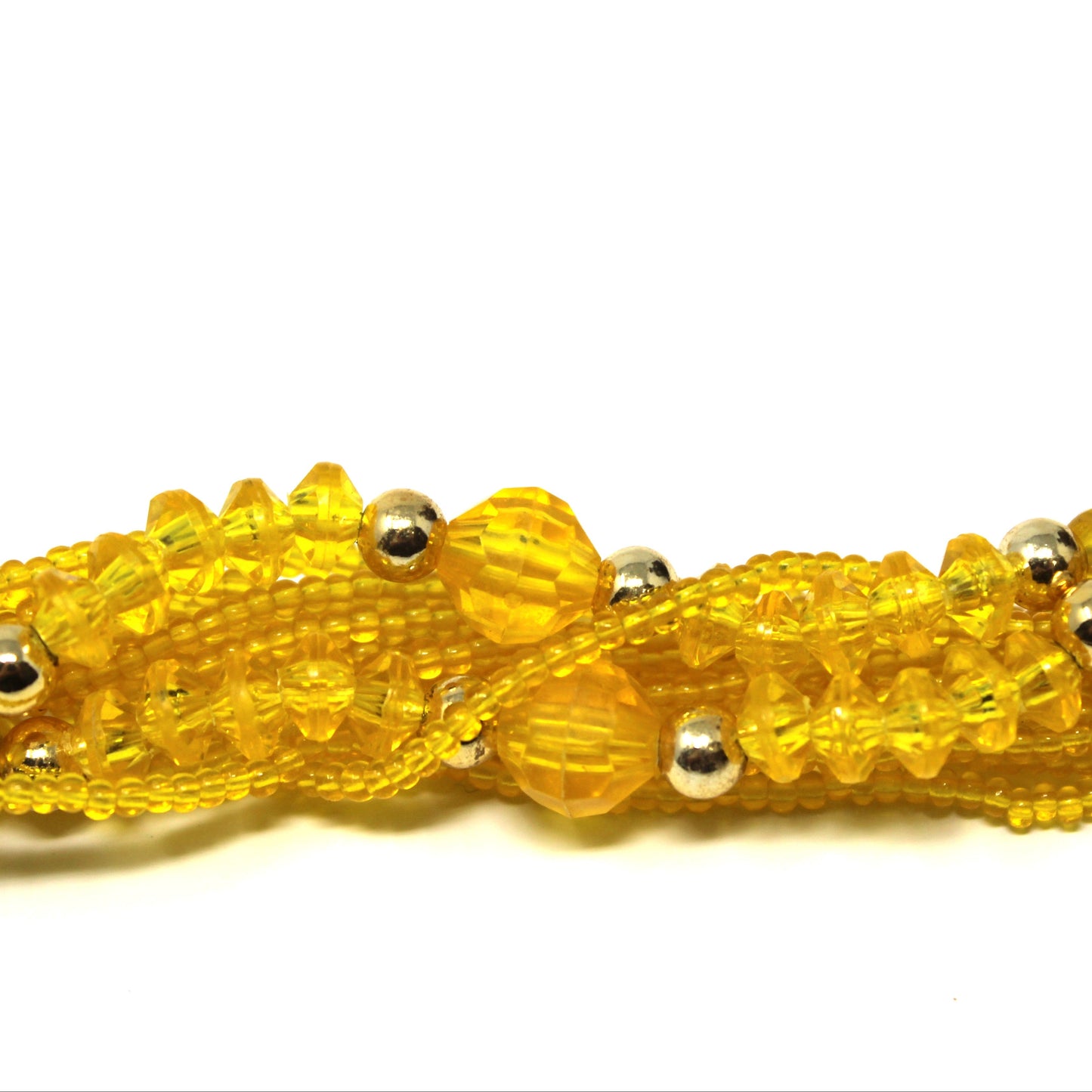 Necklace & Earrings Set, Herguz, Yellow Beaded Torsade with Cluster Floral Design Earrings, Clip, Vintage