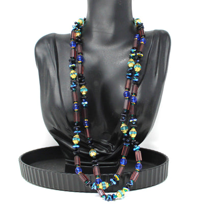 Necklace, Bohemian Glass Beaded Opera Necklace, 47" Long, Vintage