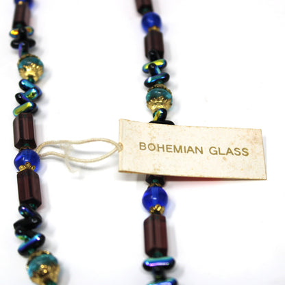 Necklace, Bohemian Glass Beaded Opera Necklace, 47" Long, Vintage