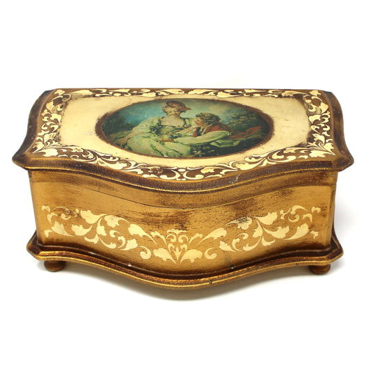 Box, Jewelry Box, Musical, Florentine Style, Victorian, Somewhere My Love, Vintage Japan