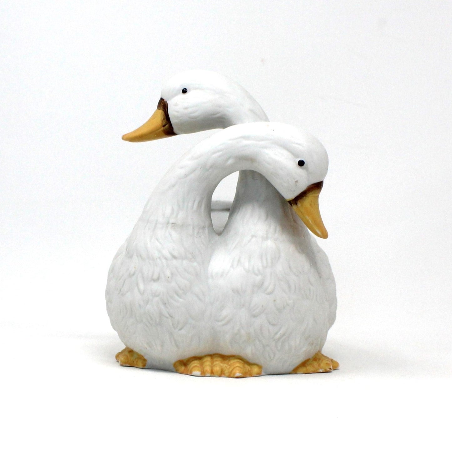 Planter, Holland Floral, Two White Geese / Ducks Cachet Pot, Vintage Ceramic