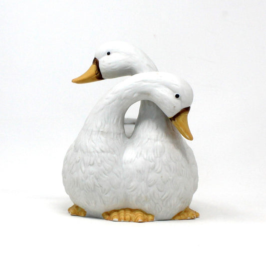 Planter, Holland Floral, Two White Geese / Ducks Cachet Pot, Vintage Ceramic