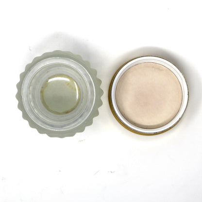 Cosmetics, Makeup Glass Jar, Estee Lauder Frosted Glass with Gold Lid, Empty, Re-Nutriv Souffle Makeup, Vintage