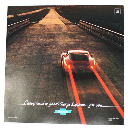 Brochure, 1982 Corvette Dealer Sales Catalog, GM Chevrolet Sports Car Advertising, NOS, Vintage Ephemera
