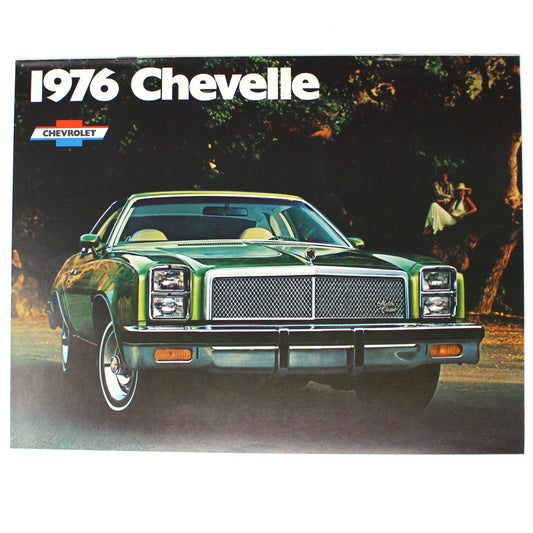 Brochure, 1976 Chevrolet Chevelle Car Sales Catalog, Dealer Advertising, Malibu Classic Landau, Laguna, NOS, Vintage