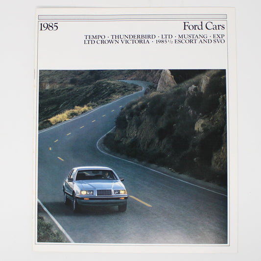 Brochure, 1985 Ford Car Sales Catalog, Dealer Advertising, Mustang, Thunderbird, Crown Victoria, NOS, Vintage