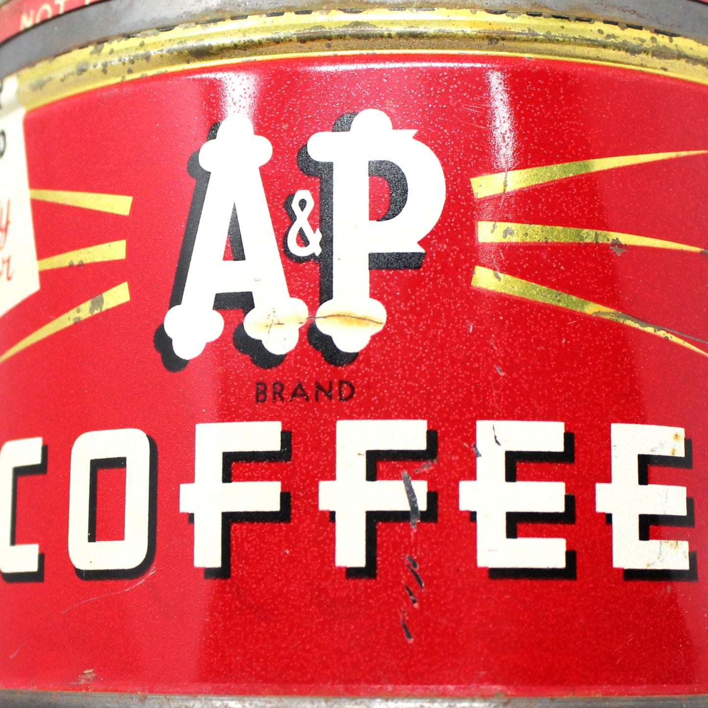 Coffee Can Tin, A&P Collectible Red Coffee Can, Key Wind, 1 lb, Vintage