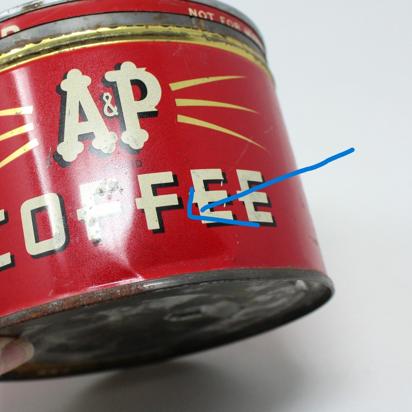 Coffee Can Tin, A&P Collectible Red Coffee Can, Key Wind, 1 lb, Vintage