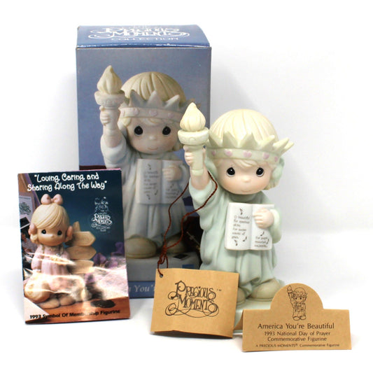 Figurine, Enesco, Precious Moments, Statue of Liberty, America You're Beautiful, Vintage 1992