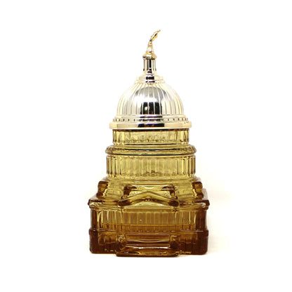 Decanter, Avon, The Capital Building, Tribute Aftershave Decanter, Amber Glass, Vintage