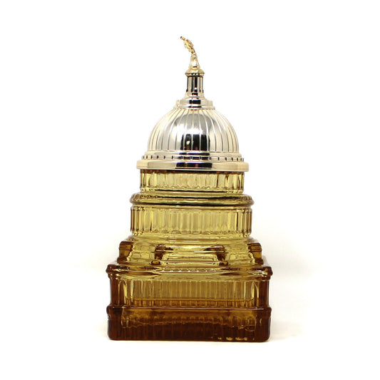 Decanter, Avon, The Capital Building, Tribute Aftershave Decanter, Amber Glass, Vintage