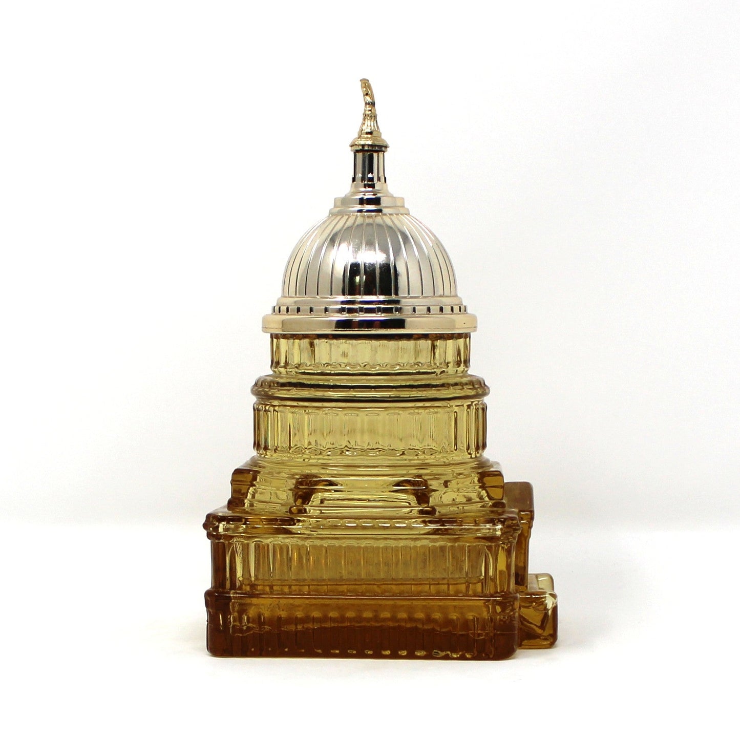 Decanter, Avon, The Capital Building, Tribute Aftershave Decanter, Amber Glass, Vintage
