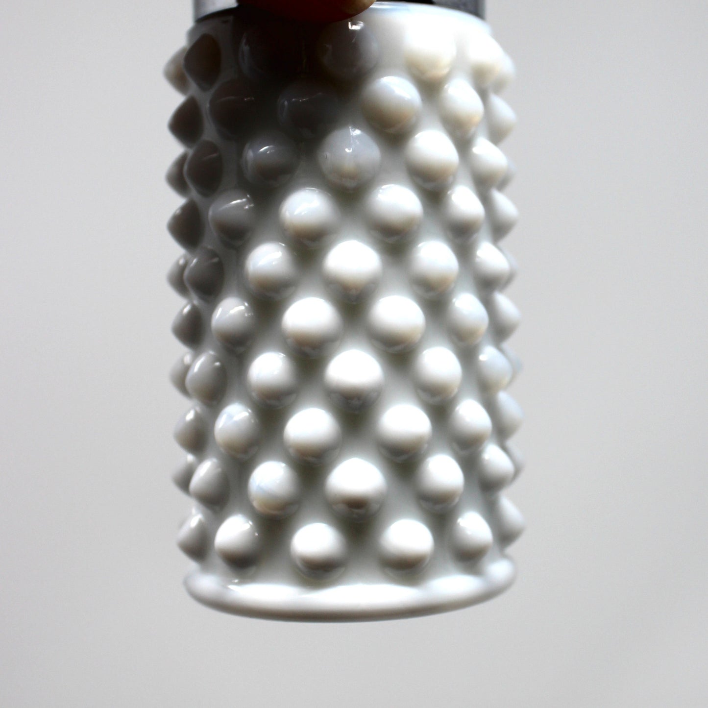 Salt and Pepper Shakers, Fenton Milk Glass Hobnail Pattern with Metal Lids, Vintage 1970's