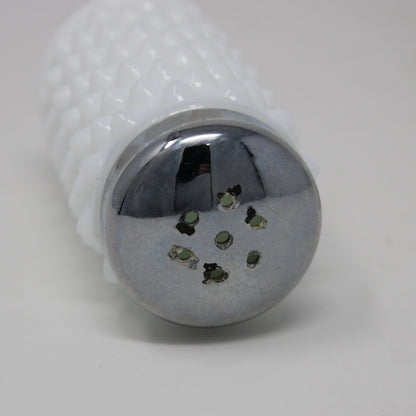 Salt and Pepper Shakers, Fenton Milk Glass Hobnail Pattern with Metal Lids, Vintage 1970's