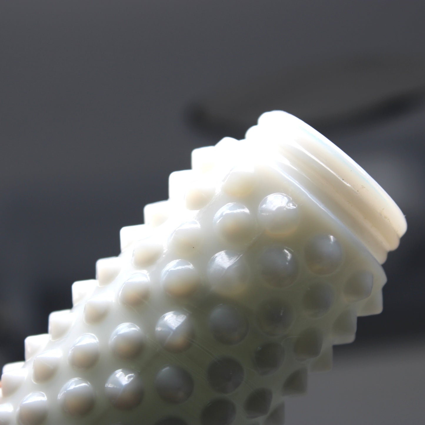 Salt and Pepper Shakers, Fenton Milk Glass Hobnail Pattern with Metal Lids, Vintage 1970's