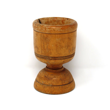 Mortar, Hand Turned Hardwood, Domed Foot, Carved Rings, Puerto Rican Artisan, Rustic Patina, Vintage, 1930s-1940s