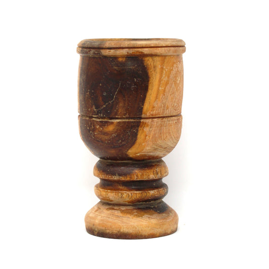 Mortar, Wooden, Hand Turned Pedestal Rings, Rustic Vintage Kitchen Tools