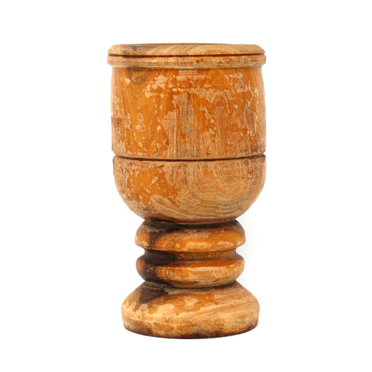 Mortar, Wooden, Hand Turned Pedestal Rings, Rustic Vintage Kitchen Tools