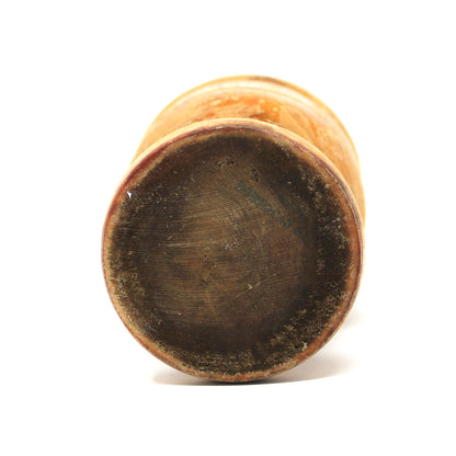 Mortar, Hand Turned Hardwood, Borincan Mark, Puerto Rican Artisan, Turned Pedestal Rings, Rustic Patina, Vintage, 1930s-1940s