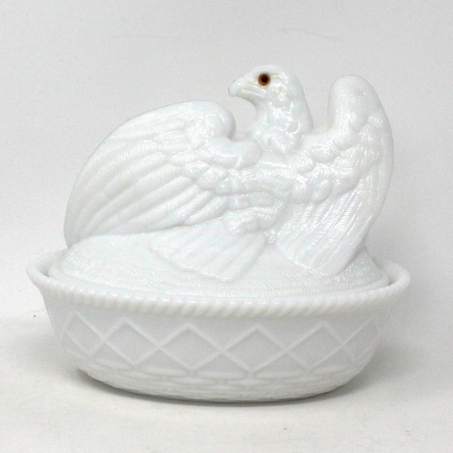 Candy Dish, Westmoreland, Eagle on Nest, American Liberty Eagle, Milk Glass, Covered, Vintage, 1950s-1970s