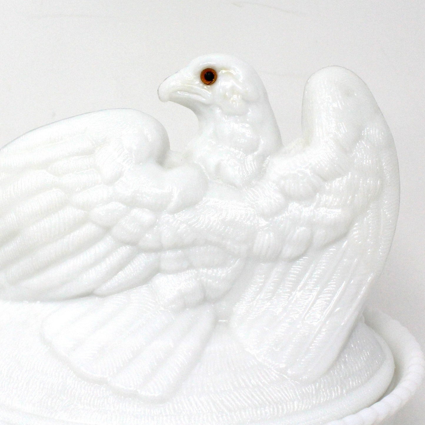 Candy Dish, Westmoreland, Eagle on Nest, American Liberty Eagle, Milk Glass, Covered, Vintage, 1950s-1970s