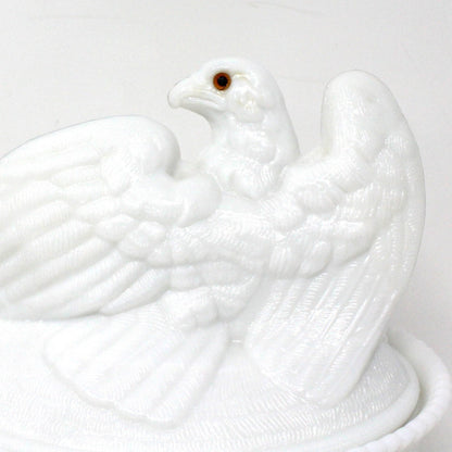 Candy Dish, Westmoreland, Eagle on Nest, American Liberty Eagle, Milk Glass, Covered, Vintage, 1950s-1970s