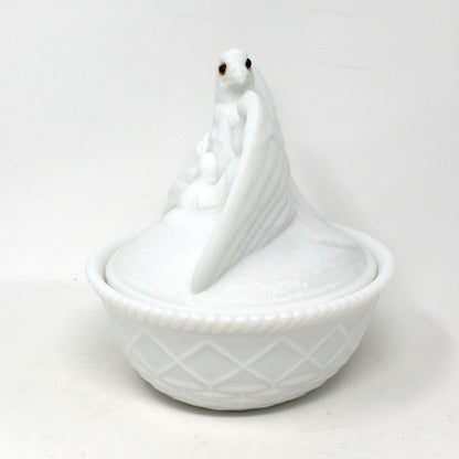 Candy Dish, Westmoreland, Eagle on Nest, American Liberty Eagle, Milk Glass, Covered, Vintage, 1950s-1970s