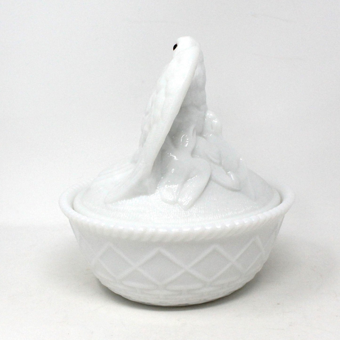 Candy Dish, Westmoreland, Eagle on Nest, American Liberty Eagle, Milk Glass, Covered, Vintage, 1950s-1970s