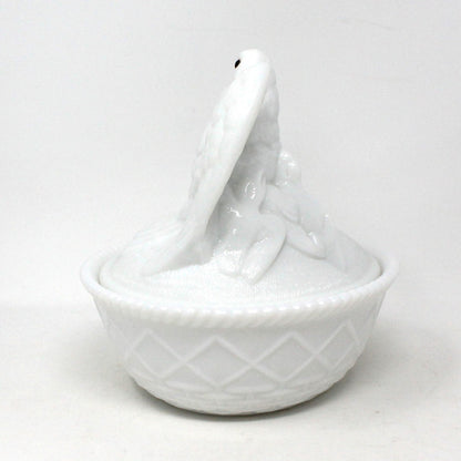 Candy Dish, Westmoreland, Eagle on Nest, American Liberty Eagle, Milk Glass, Covered, Vintage, 1950s-1970s