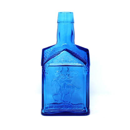 Vintage Decorative Bottle, Commemorative Paul Revere 1776 on one side, American Eagle on other side.  Blue Glass, Marked Wheaton NJ.