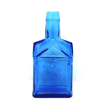 Bottle, Wheaton, Paul Revere, 1775 Midnight Ride, Commemorative, Blue Glass, American Eagle, Made in USA, Vintage, 1970s