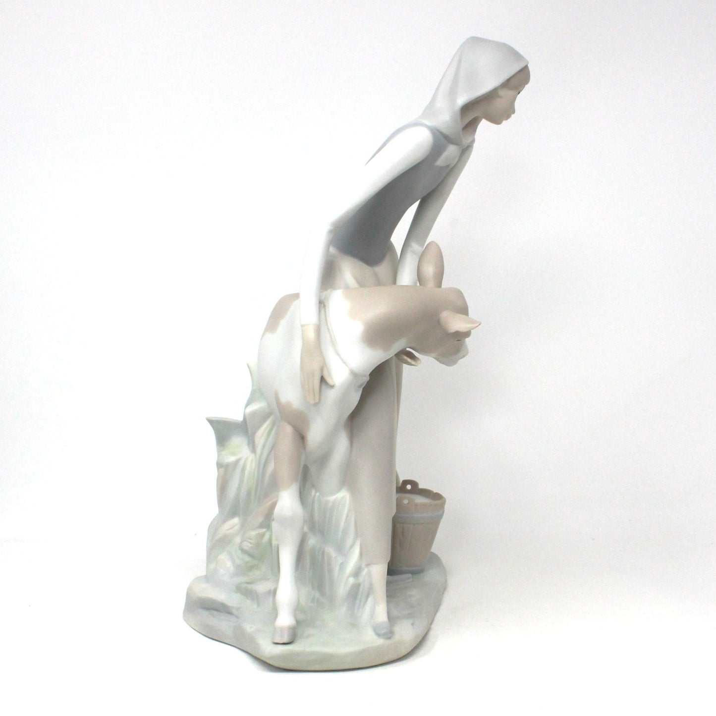 Sculpture, Lladro, Girl with Calf, Retired Lladro Figurine, Vintage