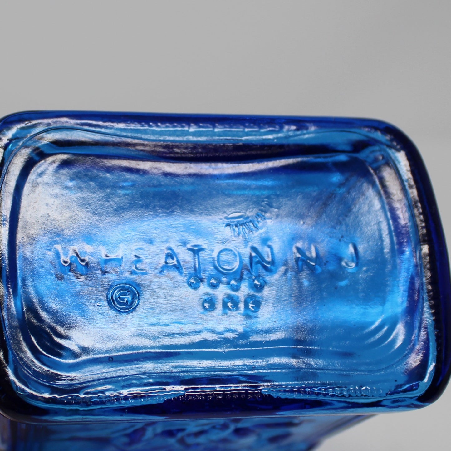Bottle, Wheaton, Paul Revere, 1775 Midnight Ride, Commemorative, Blue Glass, American Eagle, Made in USA, Vintage, 1970s