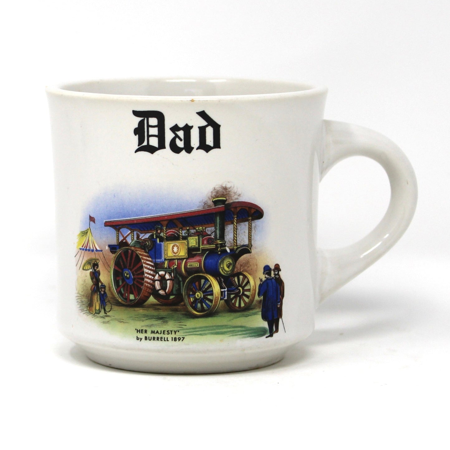 Vintage Ceramic Coffee Mug for Dad.  Transfer Print of "Her Majesty" by Burrell 1897 Showman’s Road Locomotive. Father's Day Gifts