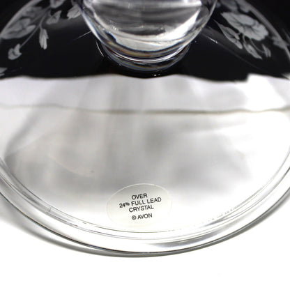 Candle Holders, Avon, Hummingbird Pattern, Frosted / Etched Crystal, Set of Two, Taper Size, Vintage